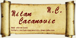 Milan Cacanović vizit kartica